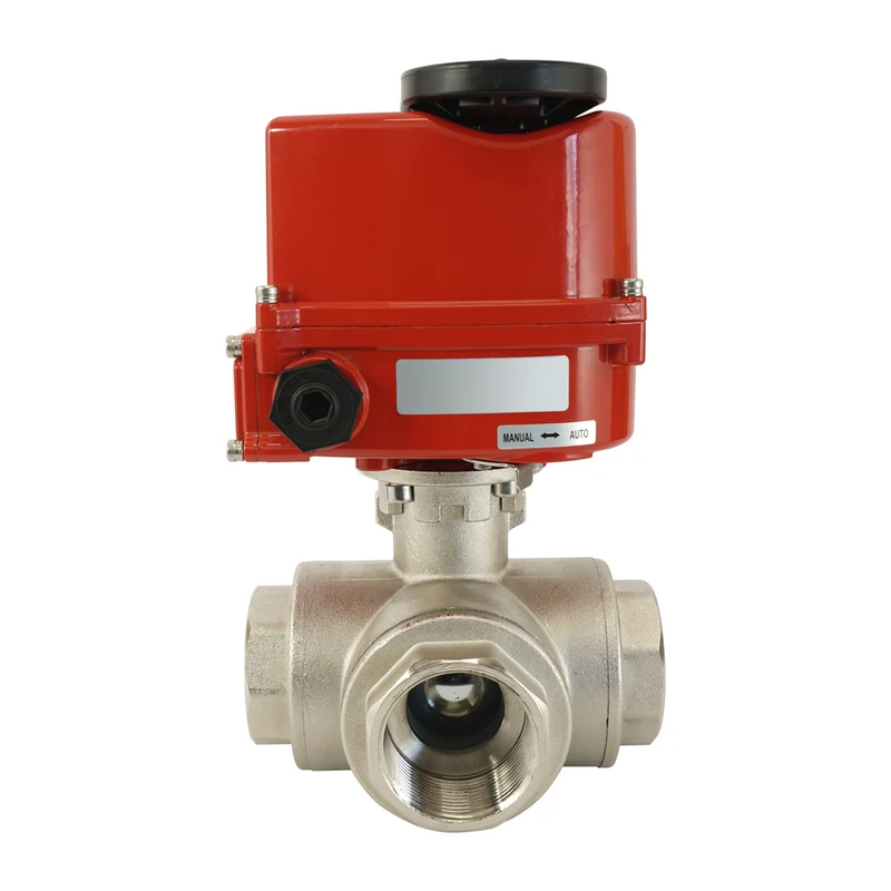 G 1/4 inch 3-Way Brass Modulating electric ball valve (L-port) 24 V AC/DC