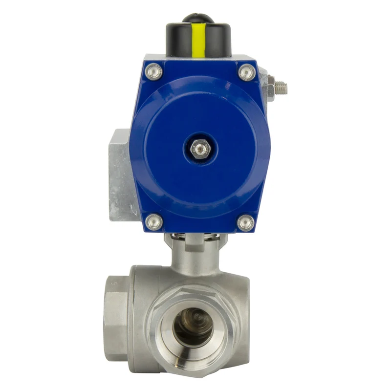 G2-1/2'' Vanne À Bille Pneumatique À 3 Voies En Acier Inoxydable À Double Effet - BL3SA