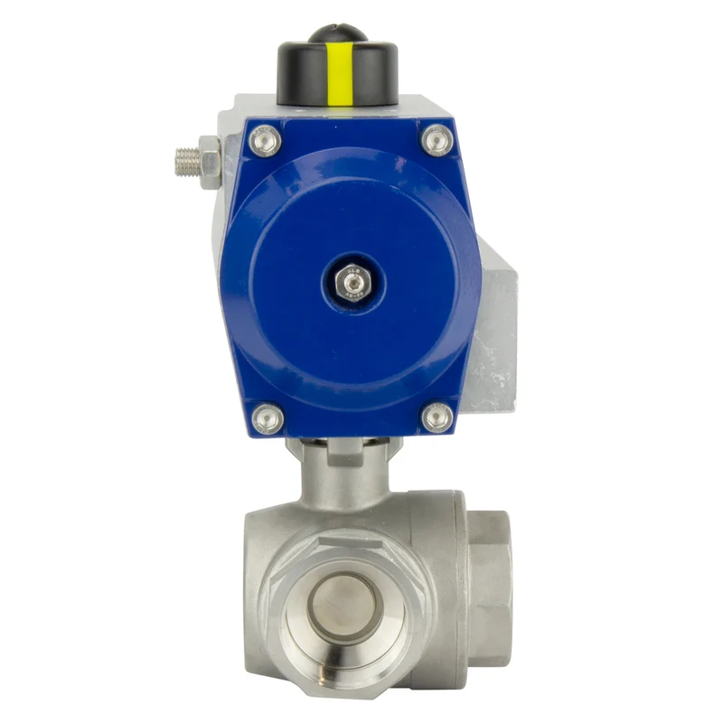 G2-1/2'' Vanne À Bille Pneumatique À T Port En Acier Inoxydable Double Effet - BL3SA