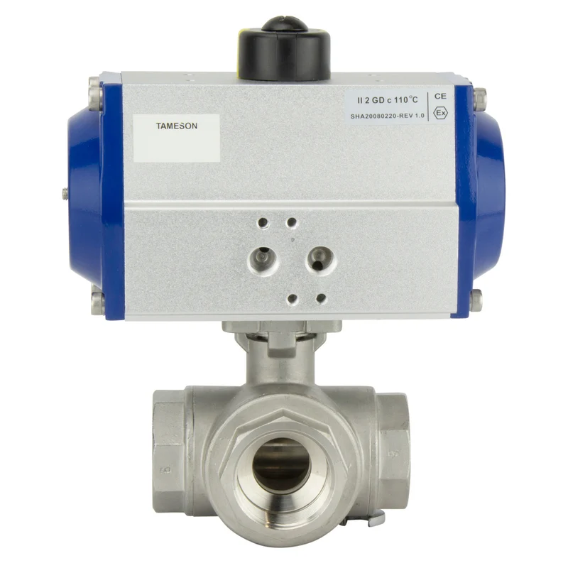 G2-1/2'' Vanne À Bille Pneumatique À 3 Voies En Acier Inoxydable À Port L Fermée Par Ressort - BL3SA
