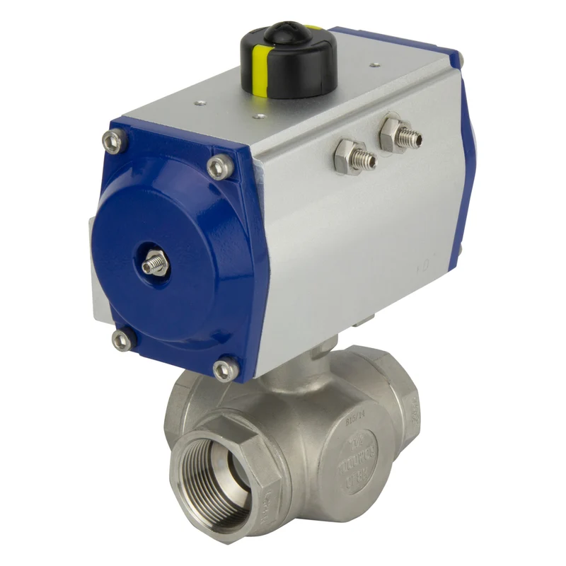 G2-1/2'' Vanne À Bille Pneumatique À 3 Voies En Acier Inoxydable À Port L Fermée Par Ressort - BL3SA