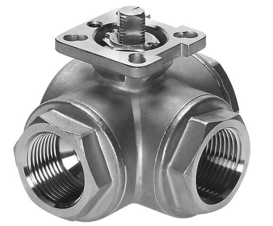 Robinet à boisseau spherique en acier inoxydable à 3 voies avec port en L G3'', ISO-Top 40bar - BL3SA