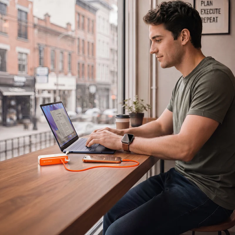 Mini-batterie externe et chargeur secteur HyperJuice® Flex USB-C 35 W - Orange