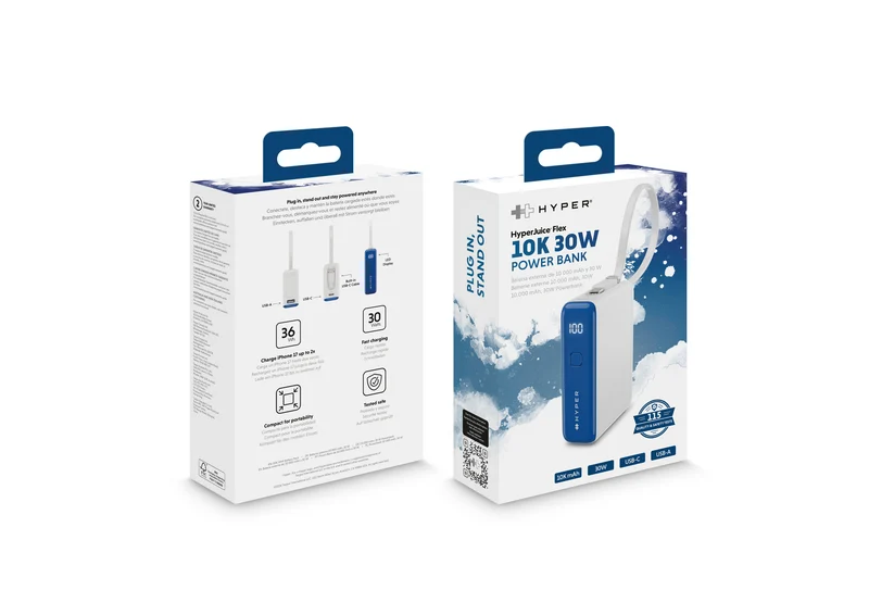 Mini-batterie externe HyperJuice® Flex USB-C 30 W - Bleu