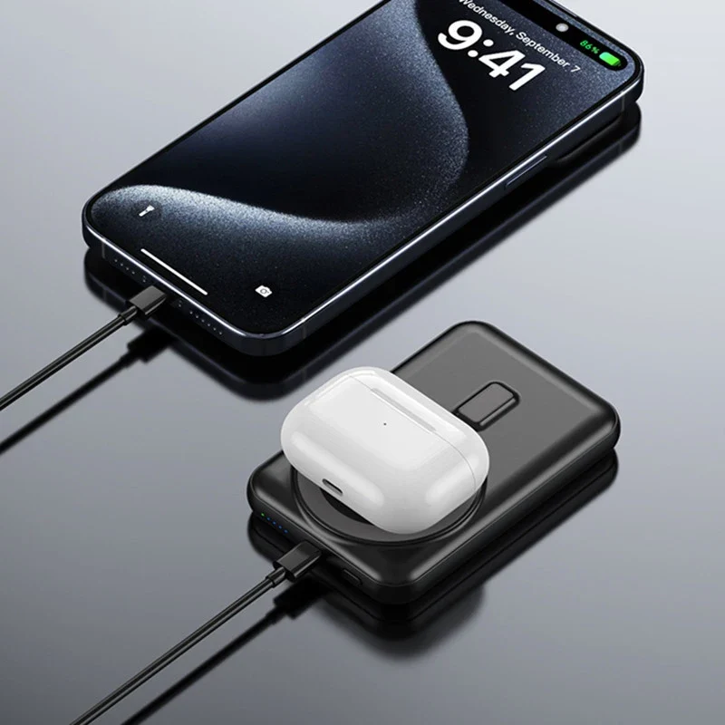 10000mAh Magnetic Wireless Charger Power Bank for iPhone 16 15 14 13 12 Mini Solar Powerbank Portable External Battery Charger