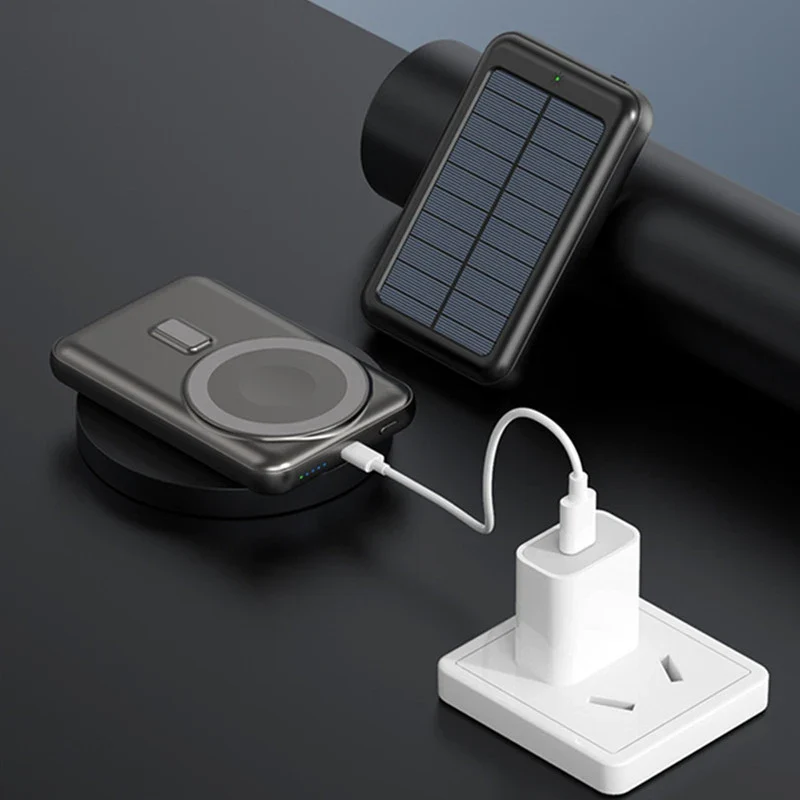 10000mAh Magnetic Wireless Charger Power Bank for iPhone 16 15 14 13 12 Mini Solar Powerbank Portable External Battery Charger