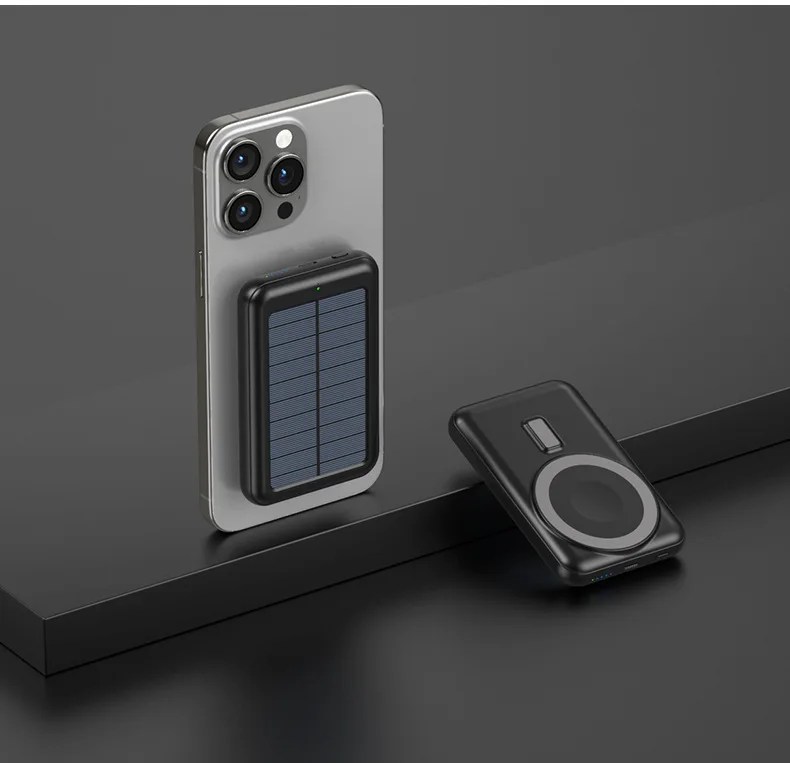 10000mAh Magnetic Wireless Charger Power Bank for iPhone 16 15 14 13 12 Mini Solar Powerbank Portable External Battery Charger