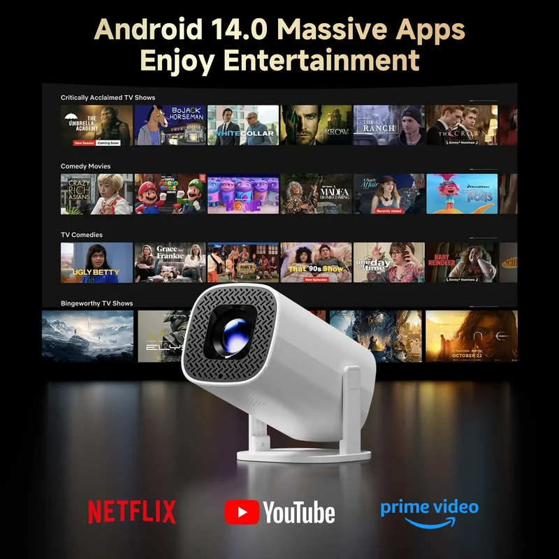 P30PRO Android 14 Smart Mini Projector WiFi6 BT 5.0 Supports 4K 1280 * 720P Supports Screen Mirroring Home Theater Projector