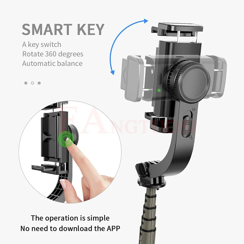 Bluetooth Handheld Gimbal Stabilizer Mobile Phone Selfie Stick