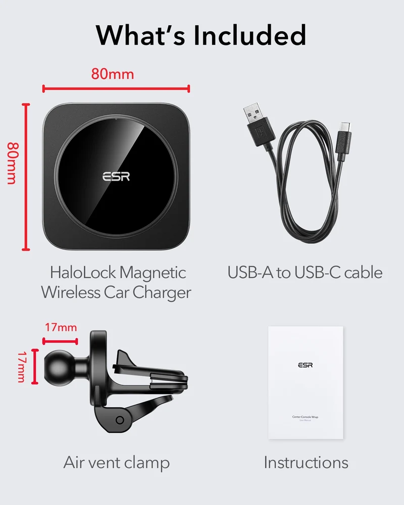 HaloLock Magnetic Wireless Car Charger