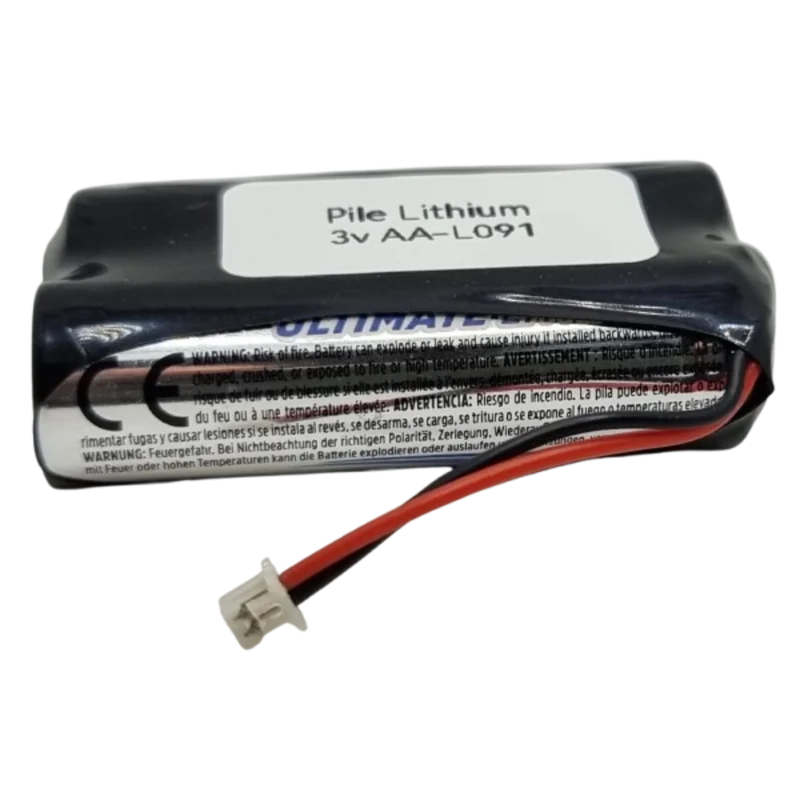 Pack pile lithium 3V 2xAA avec connecteur – Batterie alarme AA-L091 3000mAh