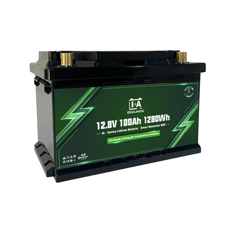 Batterie Lithium LiFePO4 12.8V 100Ah (1280Wh) IDEALAKKU IA-12-100-MINI – Bluetooth & BMS