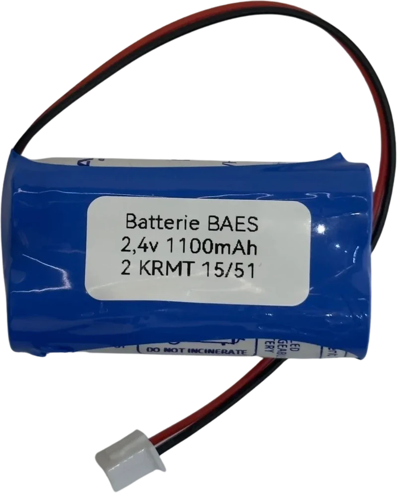 Batterie BAES 2.4V 1100mAh NiCd 2KRMT 15/51 AA800HT HB00026TA – Éclairage secours