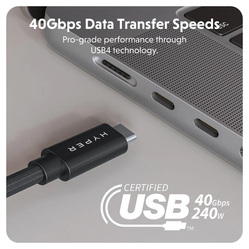 Câble haute performance HyperDrive® Next USB4 Type-C (1,2 m / 4 pieds) - Noir*