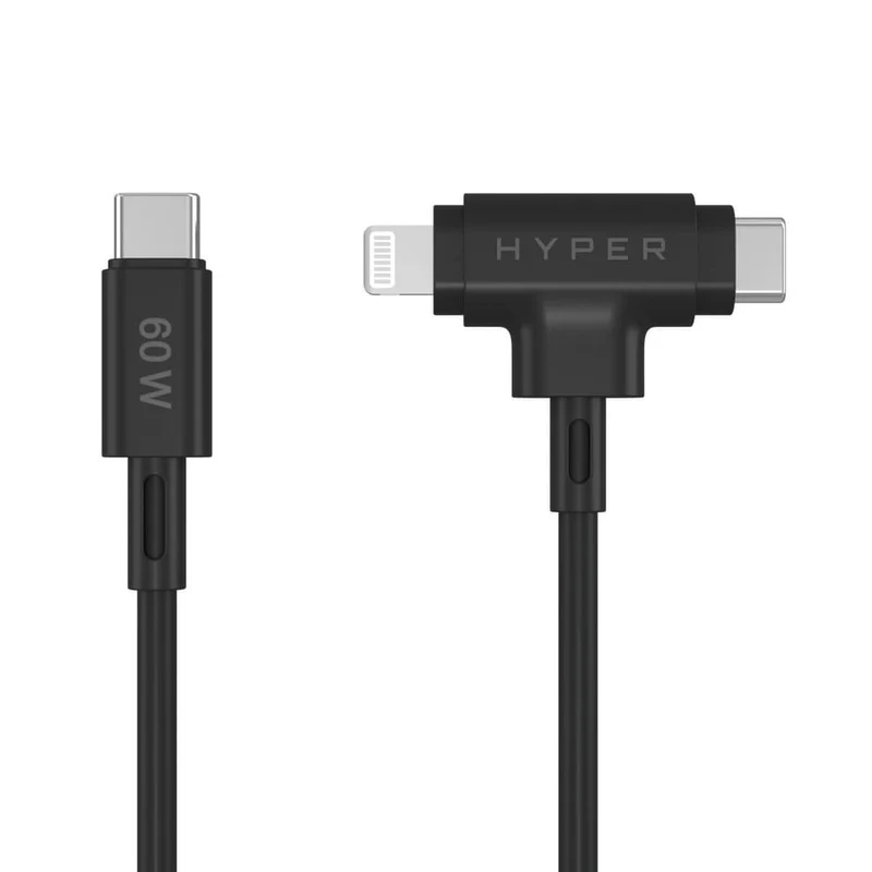 Câble de recharge hybride HyperJuice® USB-C® et Lightning (1,5 m/5 ft) - Noir*