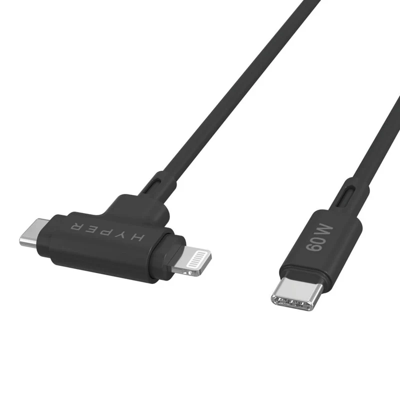 Câble de recharge hybride HyperJuice® USB-C® et Lightning (1,5 m/5 ft) - Noir*
