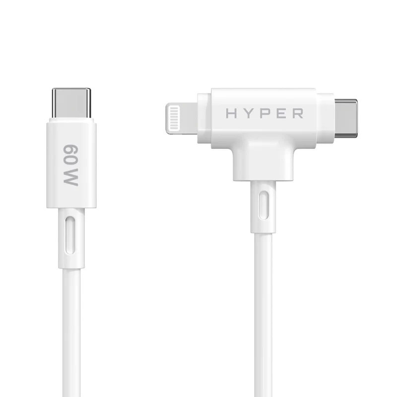 HyperJuice® Câble de charge hybride USB-C® et Lightning (1,5 m) - Blanc