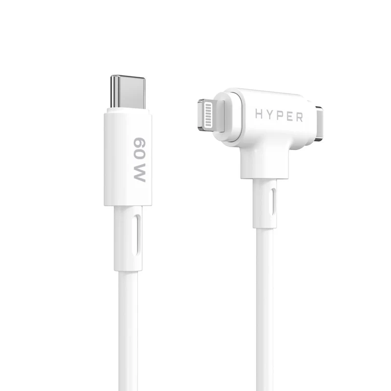 HyperJuice® Câble de charge hybride USB-C® et Lightning (1,5 m) - Blanc