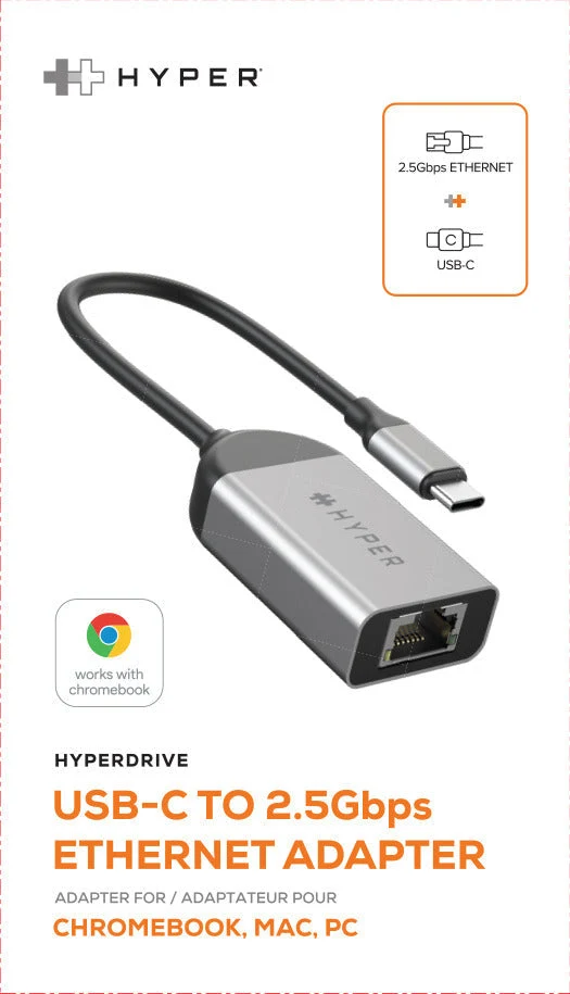 Adaptateur HyperDrive USB-C vers Ethernet 2,5 Gbps*