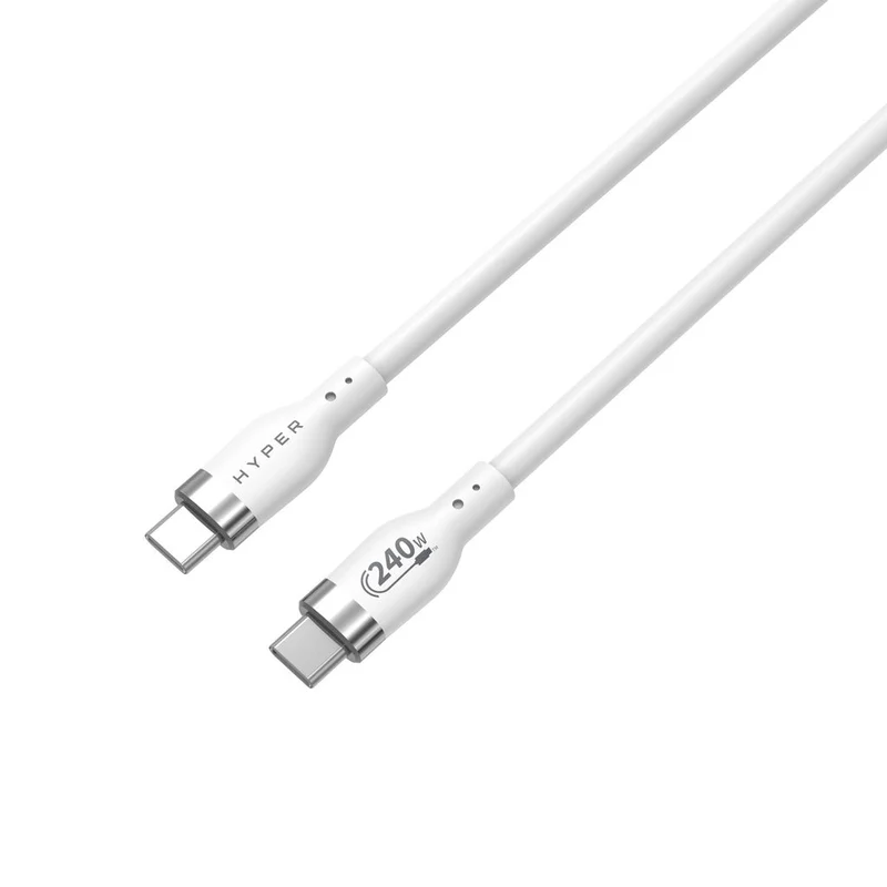 HyperJuice 240W Silicone USB-C to USB-C Cable (2M/6Ft) - Blanc