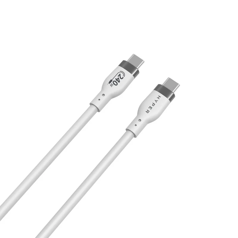 HyperJuice 240W Silicone USB-C to USB-C Cable (2M/6Ft) - Blanc