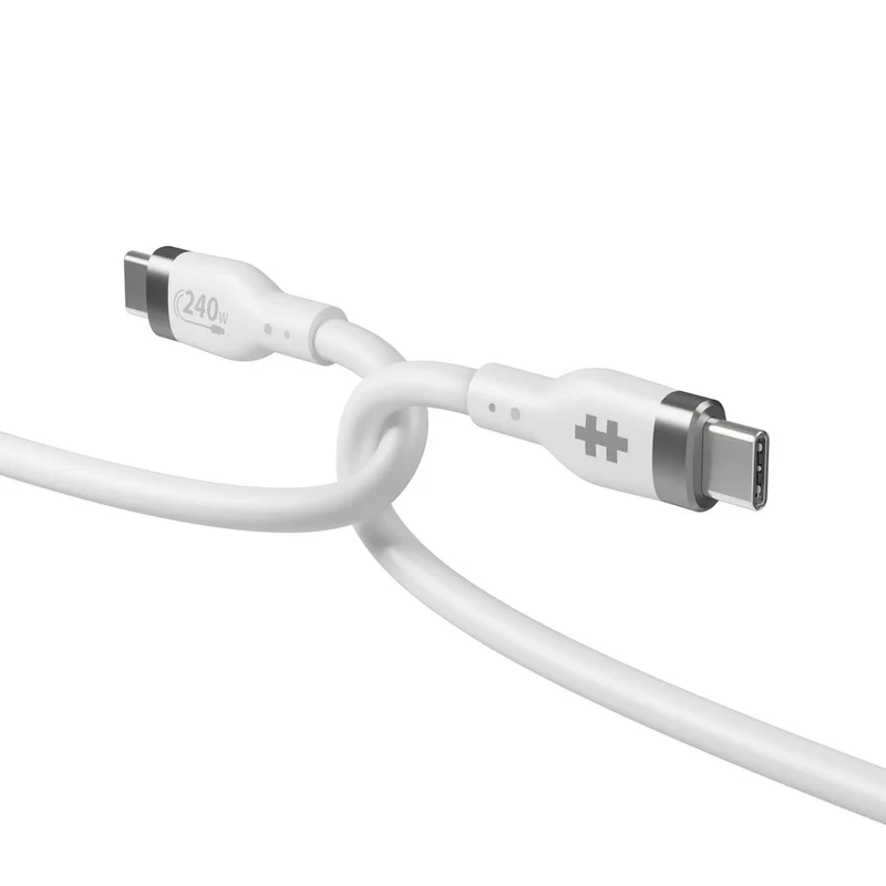 HyperJuice 240W Silicone USB-C to USB-C Cable (2M/6Ft) - Blanc