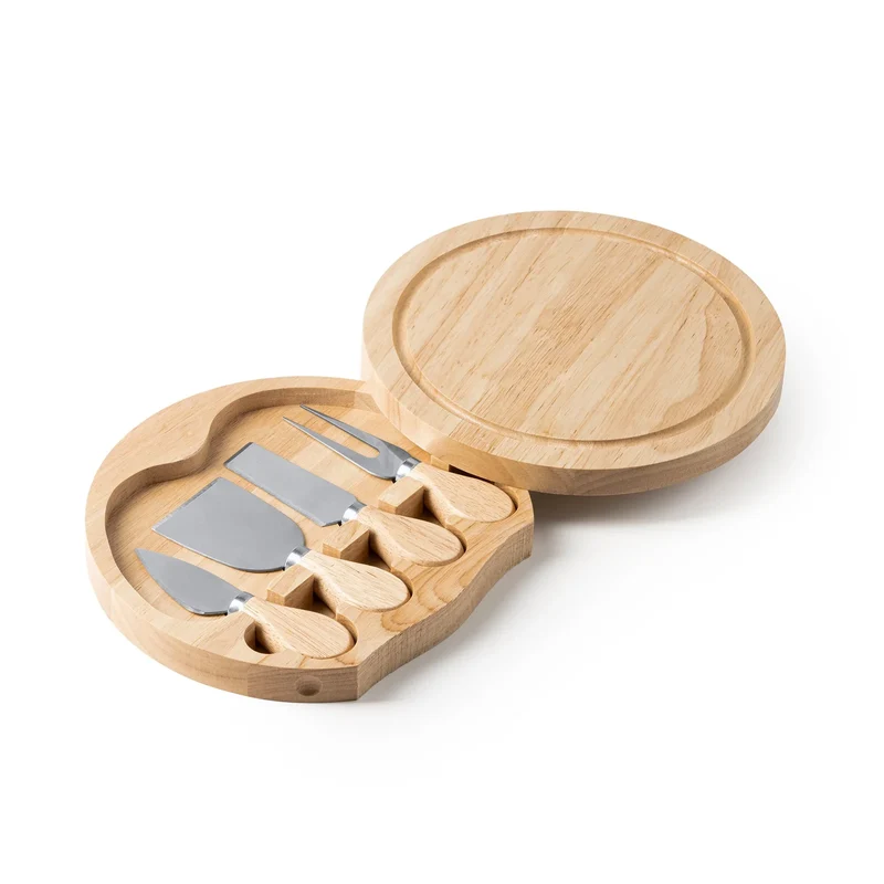Set à Fromage en Bambou - Coffret avec 4 Ustensiles Inox