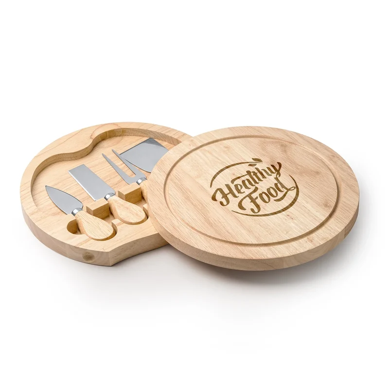 Set à Fromage en Bambou - Coffret avec 4 Ustensiles Inox