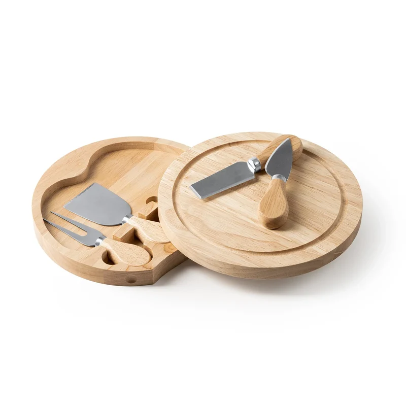 Set à Fromage en Bambou - Coffret avec 4 Ustensiles Inox