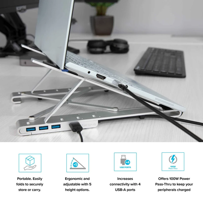 Support portable avec concentrateur USB-C intégré*