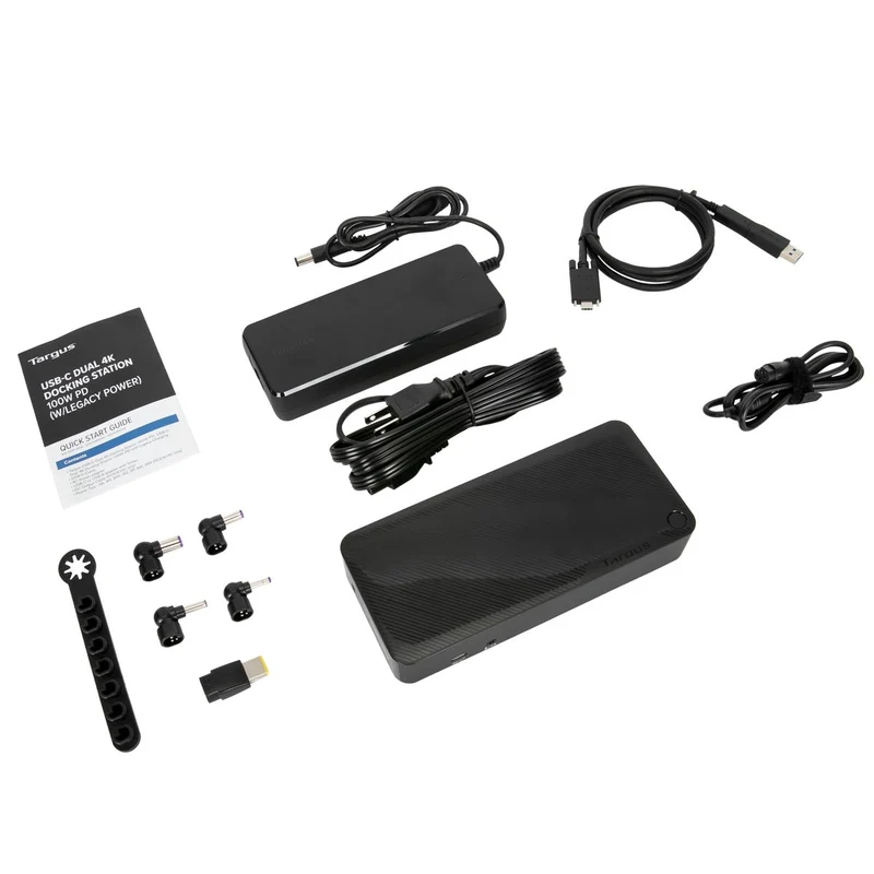 Station d'accueil USB-C universelle DV4K avec 100W Power Delivery et kit d'alimentation hôte hérité.