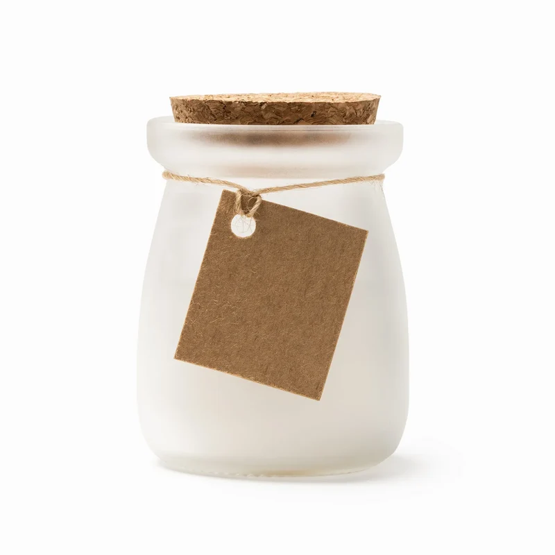 Bougie en Verre Couvercle en Liège - Parfum Vanille étiquette Kraft