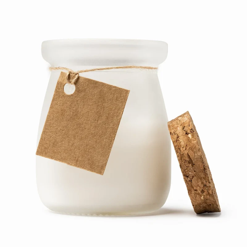 Bougie en Verre Couvercle en Liège - Parfum Vanille étiquette Kraft