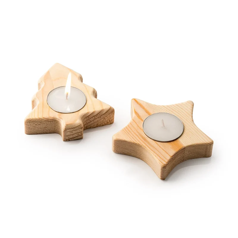 Bougie de Noël sur Socle en Bois - Décor de Fêtes Personnalisable