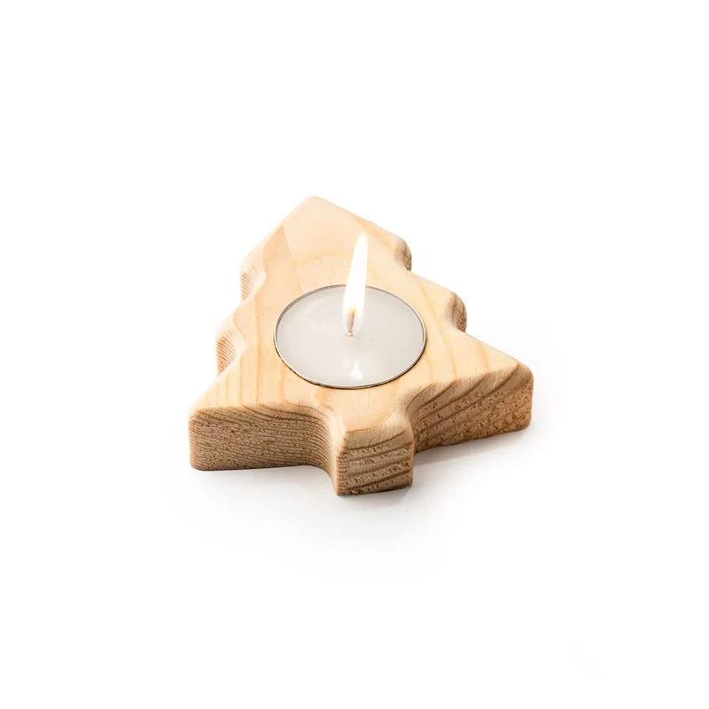 Bougie de Noël sur Socle en Bois - Décor de Fêtes Personnalisable