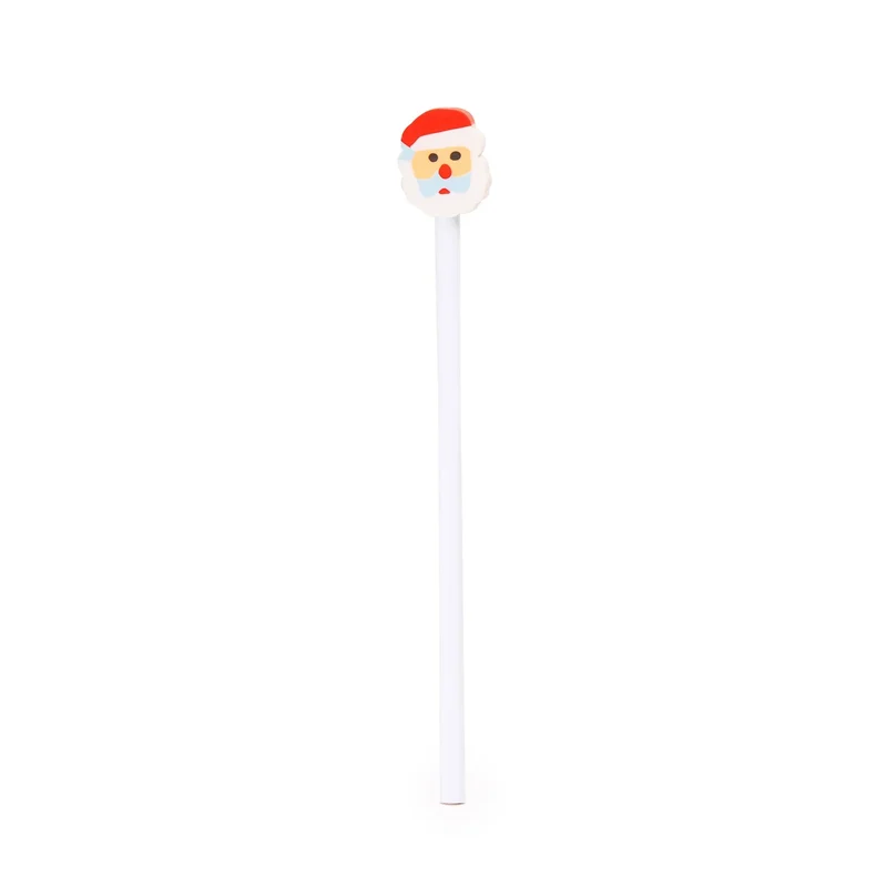 Crayon de Noël en Bois Blanc avec Gomme Fantaisie - Personnalisable