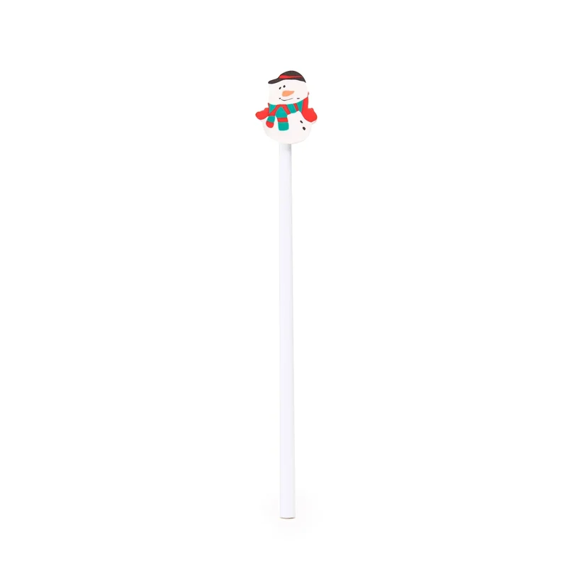 Crayon de Noël en Bois Blanc avec Gomme Fantaisie - Personnalisable