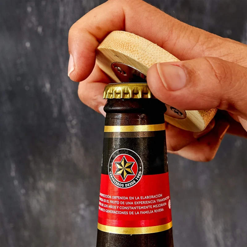 Ouvre-bouteille en Bambou Naturel - Décapsuleur Aimanté
