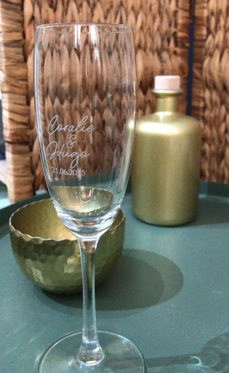 Flûte à Champagne Personnalisée en Verre - Mariage et Événements