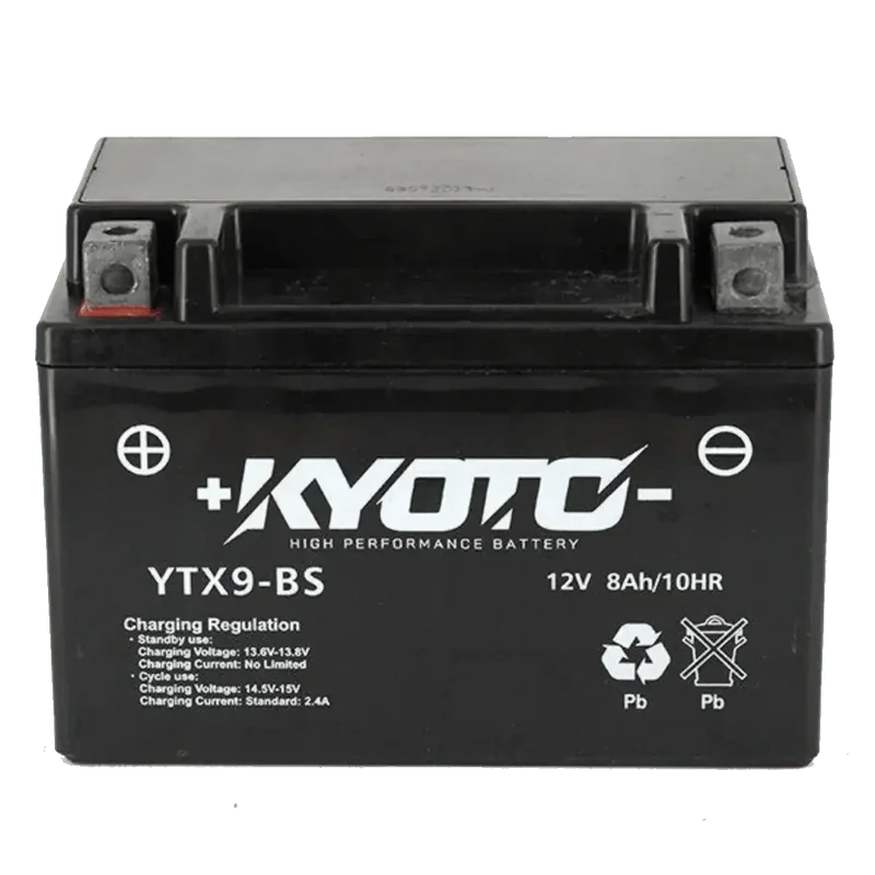 Batterie Moto KYOTO YTX9-BS 12V 8Ah AGM – Sans Entretien Prête à l'Emploi