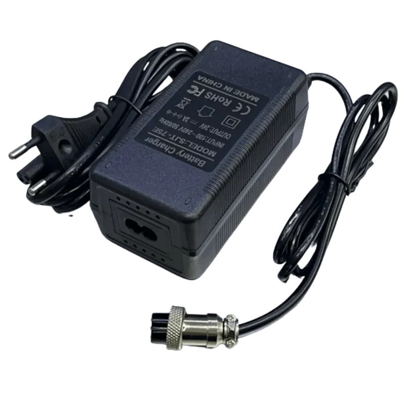 Chargeur 24V 3A GX16 pour Trottinettes, vélos électriques pour batterie au plomb