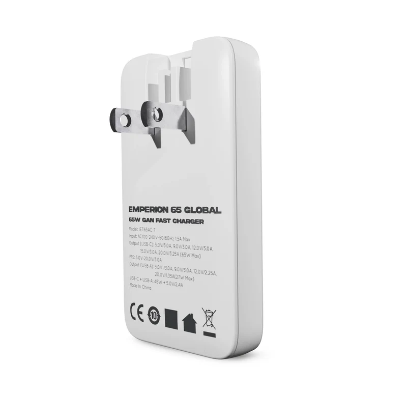EMPERION 65 GLOBAL — 65W USB-C Laptop Travel Charger | Interchangeable International Plugs