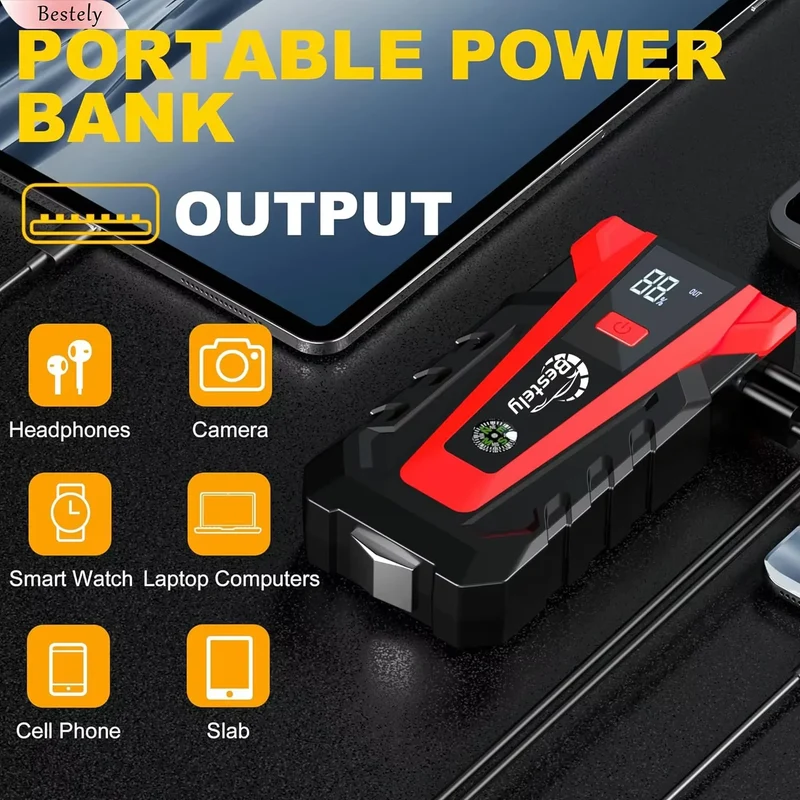 Démarreur de Batterie Portable 3000A 12V Câble 3 en 1 et Mallette