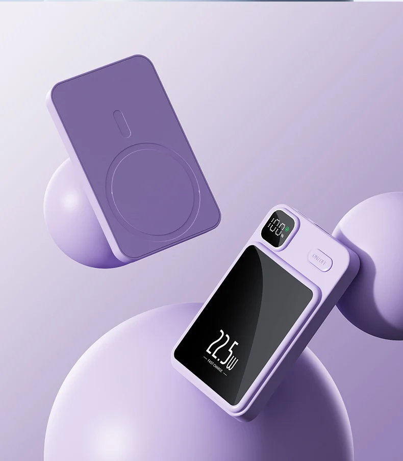 POWER BANK 10000 mAh AVEC ECRAN LED MAGSAFE - Violet