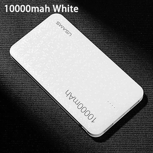 USAMS Power Bank 15mm Ultra Slim 10000mAh Powerbank Mobile Phone 2.1A Output 10000mah Universal Phone External Battery