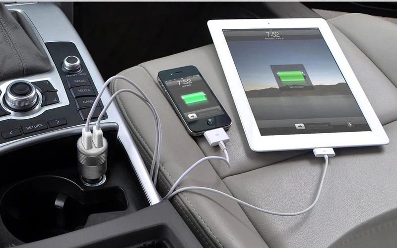 Chargeur Allume Cigare Acier Double Entree USB