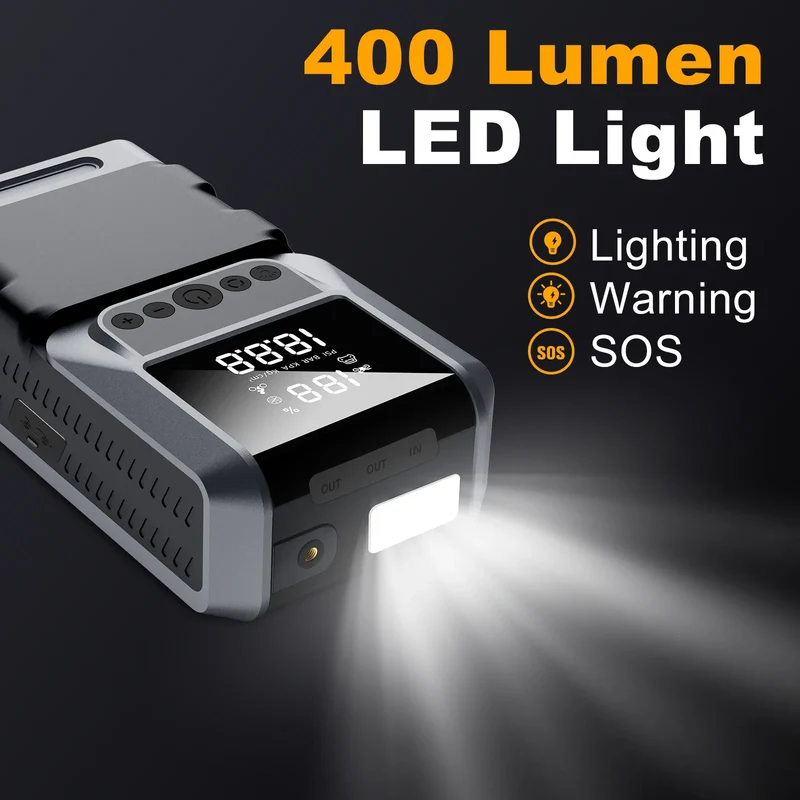 Démarreur de Batterie 5000A 99800 mAh Compresseur 150 PSI