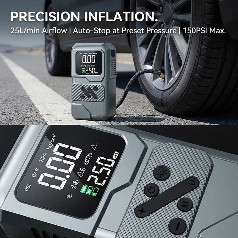 Démarreur de Batterie 1000A Compresseur 150 PSI Portable