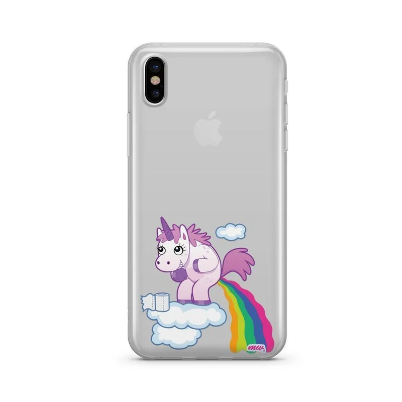 Pooping Unicorn Rainbow - Clear TPU Case Cover