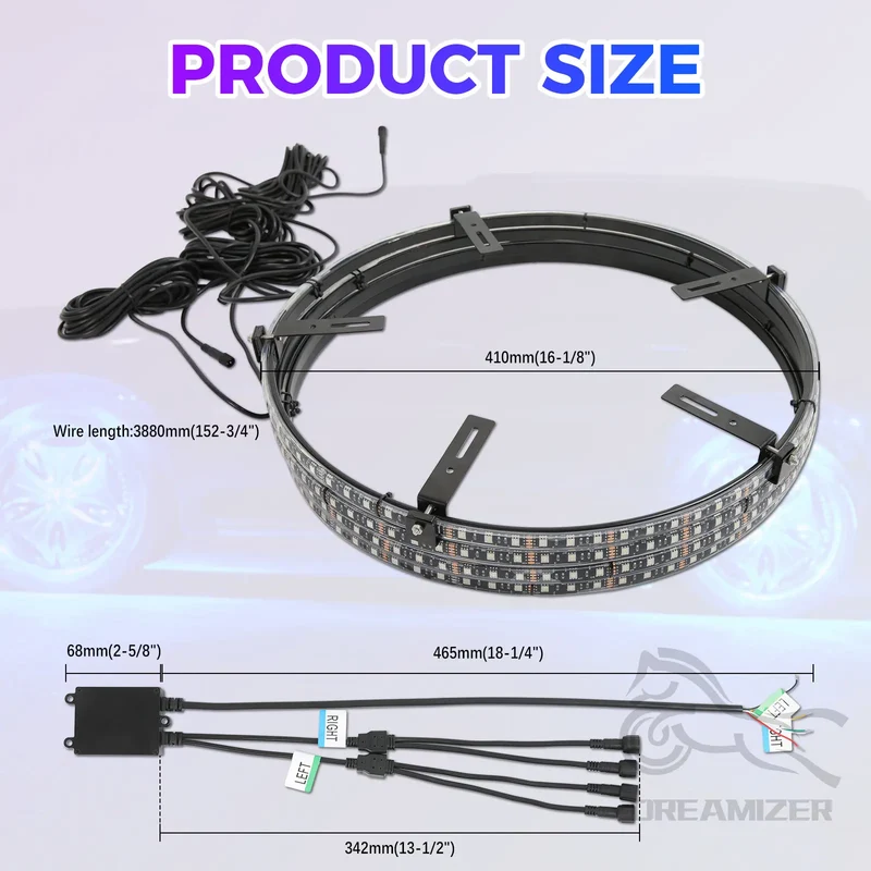 Lumière de Moyeu LED Étanche pour Roue 15,5 Pouces